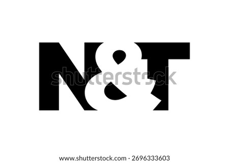NT logo design in bold style. Black white identity symbol. Modern typography emblem. Corporate branding icon. Minimal business template.