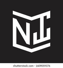 NT Logo Emblem Monogram With Shield Style Design Template Isolated On Black Background