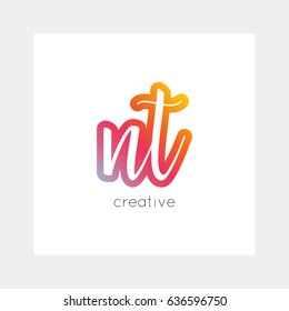 NT logo, vector. Useful as branding, app icon, alphabet combination, clip-art.