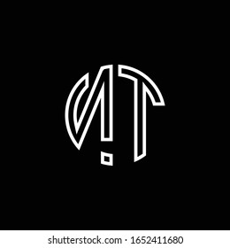 NT monogram logo circle ribbon style outline design template