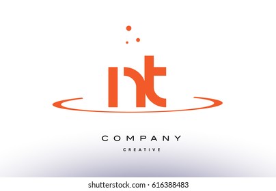 NT N T creative orange swoosh dots alphabet company letter logo design vector icon template