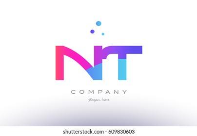 nt n t  creative pink purple blue modern dots creative alphabet gradient company letter logo design vector icon template