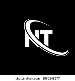 NT N T letter logo design. Initial letter NT linked circle uppercase monogram logo red and blue. NT logo, N T design. nt, n t