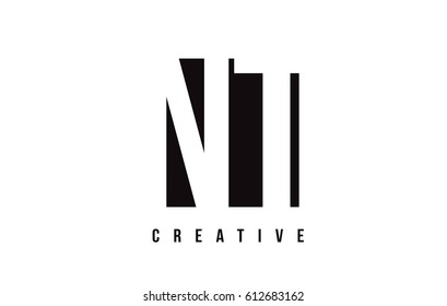 NT N T White Letter Logo Design with Black Square Vector Illustration Template.