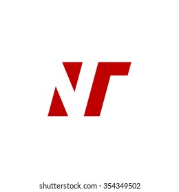 NT negative space letter logo red