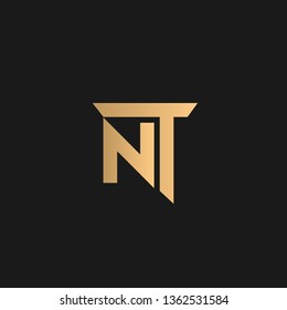 NT or TN logo vector. Initial letter logo, golden text on black background