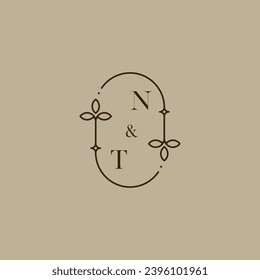 NT wedding initial logo in high quality professional design that will print well across any print media