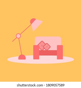 nterior with sofa and lamp