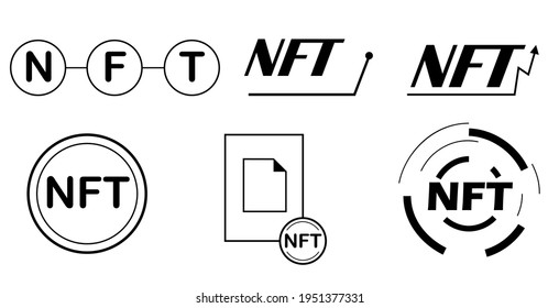 NTF icon or logo set in black and white. Non-fungible token