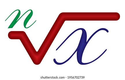 Nth Root Of x Vector Illustration. Math Symbol Isolated On White Background

