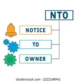 NTO - Notice To Owner acronym. business concept background.  vector illustration concept with keywords and icons. lettering illustration with icons for web banner, flyer, landing