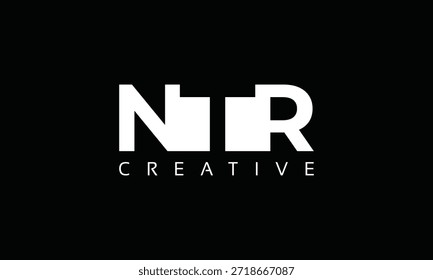 NTR letters Logo with negative space design. Letter with geometric typography. Creative Vector Illustration with letters.