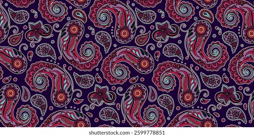 ntricate Batik Seamless Paisley Pattern With Swirls Floral Elements And Ornamental Details In A Decorative Ethnic Boho Indian Art Nouveau Style