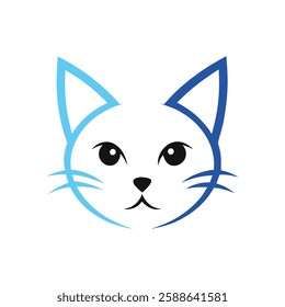 ntricate Line Art Noble Blue Cat Emblem