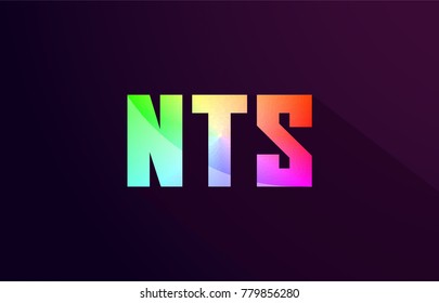nts n t s  letter combination alphabet logo icon design with rainbow color and purple black background