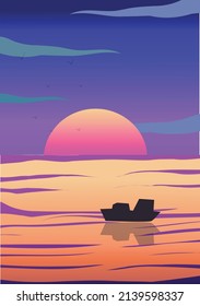 Nture Sunset Vector Illustration Art 