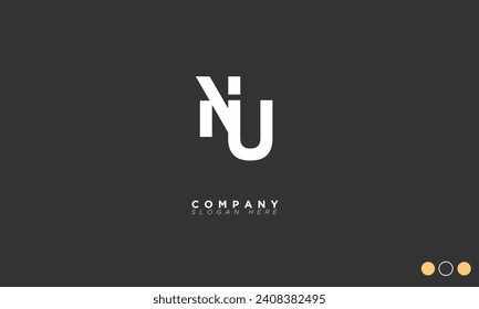 NU Alphabet letters Initials Monogram logo UN, N and U