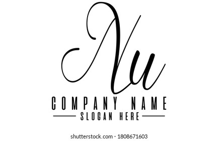 NU alphabet  logo design, initial N U letter logo template vector design