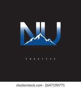 NU Creative Mountain Logo Bold Gradient Letter mark Branding Design for Business Outdoor Brands