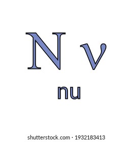 nu greek letter symbol on white background