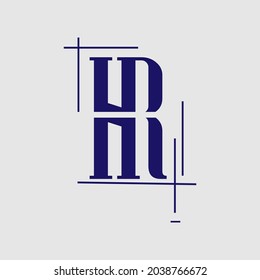 nu H and R logo blended with blue colors graphic concept illustrations