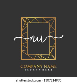 NU Initial Handwriting logo template vector