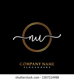 NU Initial Handwriting logo template vector