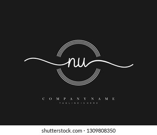 NU initial handwriting logo template vector