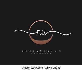 NU initial handwriting logo template vector