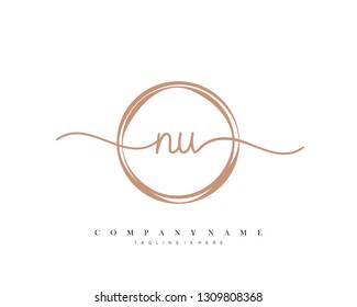 NU initial handwriting logo template vector