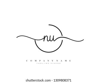 NU initial handwriting logo template vector