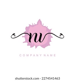 Plantilla de logotipo de escritura a mano de NU ilustración vectorial de diseño de fondo.