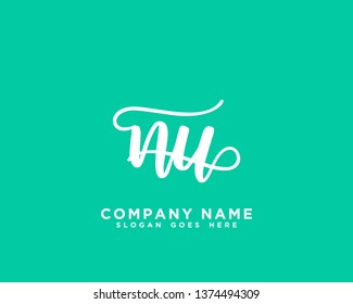 NU Initial Handwriting Logo Vector