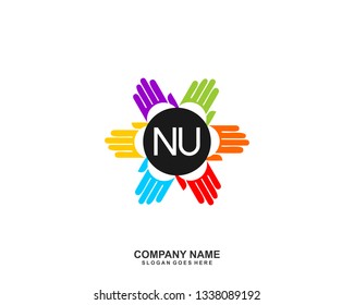 NU Initial letter geometric logo vector