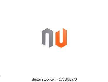 concepto de diseño de logotipo de letras iniciales de nu