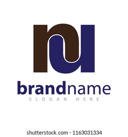 nu initial letter logo icon vector