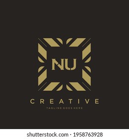 NU Initial letter luxury ornament monogram logo template vector.