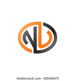 NU initial letters looping linked ellipse logo orange black