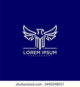 Monograma inicial de NU para logotipo de empresa con Imagen de águila