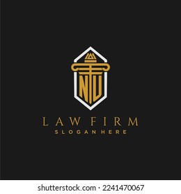 NU initial monogram logo for lawfirm with pillar in creative polygon design