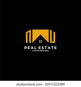 NU initial monogram logo for real estate with creative home design