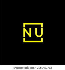 NU initial monogram logo with square style design