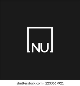 NU initial monogram logo with square style design