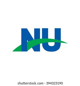 NU initial overlapping swoosh letter logo blue green
