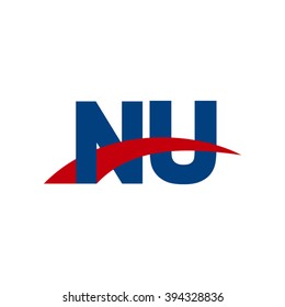 NU initial overlapping swoosh letter logo blue red