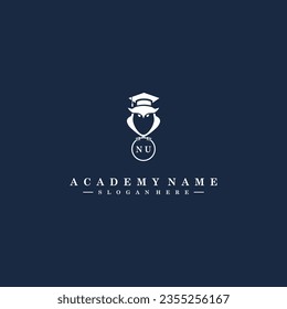 NU Initials Academy Logo Vector Art Icons and Graphics