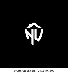 NU initials premium shield logo monogram with home designs modern templates