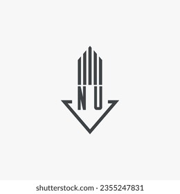 Indicaciones iniciales de NU Ilustración del material del logotipo inmobiliario. vector de logotipo