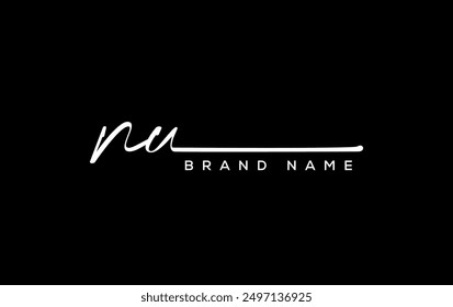 NU letter beauty handwriting vector logo. 