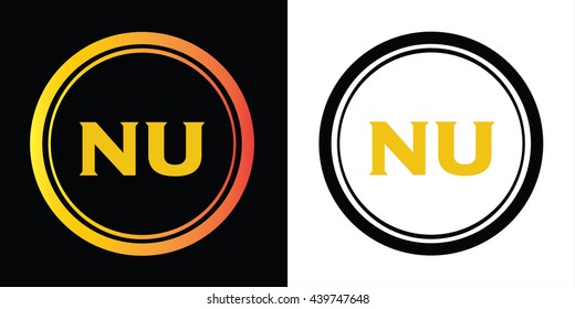 NU letters icon design template elements in abstract background logo, design identity in circle, alphabet letter